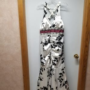 Black and white floral prom dress